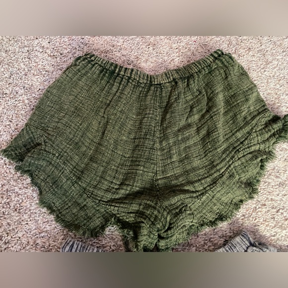Women's Green and Gray Shorts Bundle Raw Hem Pockets Free People - Picture 7 of 9
